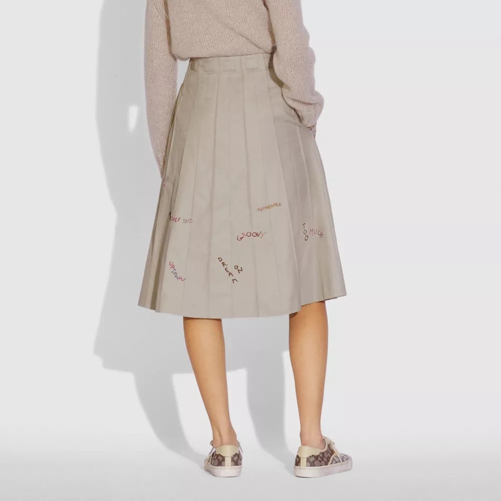 COACH embroidered trench panel pleated skirt 00 - Picture 3 of 8